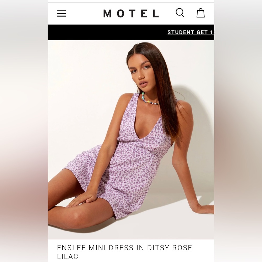 Motel Rocks ENSLEE MINI DRESS IN DITSY ROSE LILAC Size L large